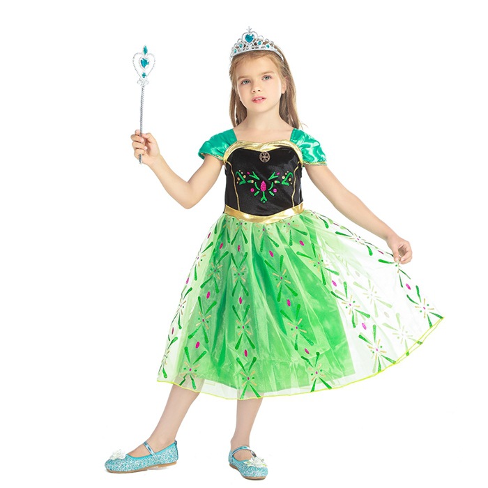 Vestido de terciopelo negro de Frozen Anna 2025 para niños, disfraz de actuación, vestido de gala infantil de Frozen image 5