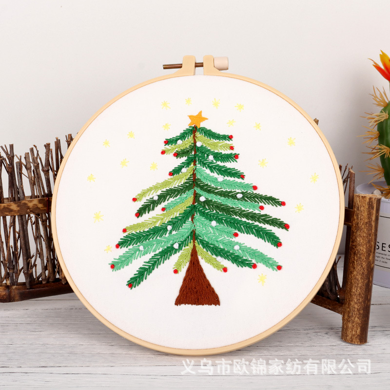 Original DIY paquete de material bordado hecho a mano árbol de navidad feliz Navidad Santa Claus regalo transfronterizo Inglés