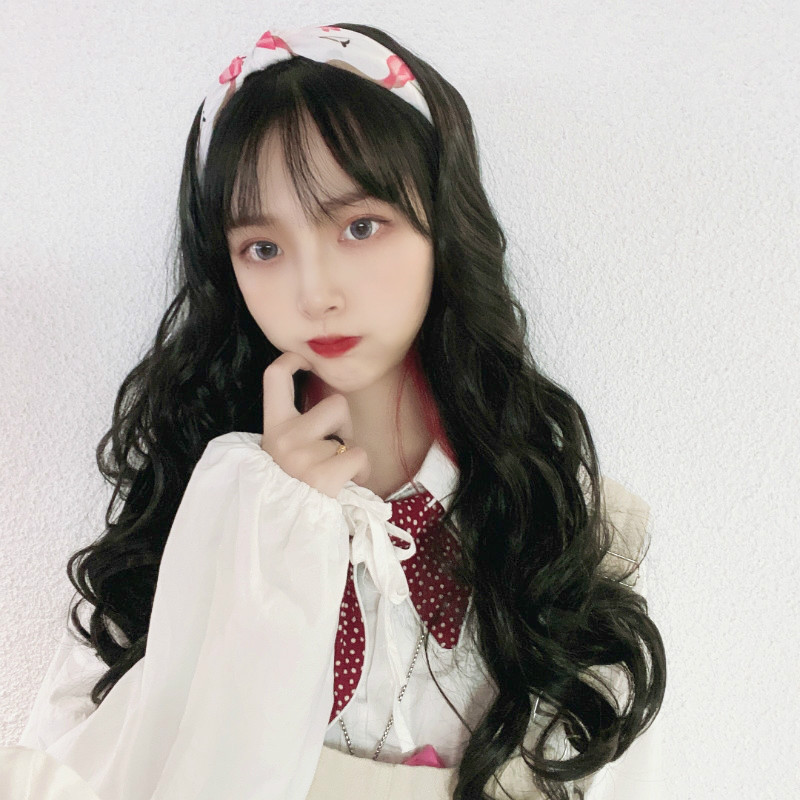 New hairband wig female invisible breathable U-shaped half head set long curly hair big wave live with goods supplier