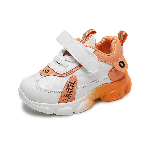 2024 Spring and Autumn Children's Sports Shoes New Boys and Girls White Shoes Soft Sole Baby Shoes Toddler Shoes