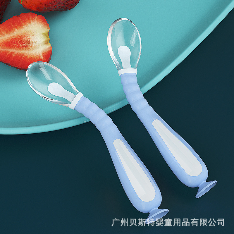 新款婴儿硅胶扭扭勺弯弯勺儿童可弯叉勺辅食餐弯柄勺弯弯训练勺子