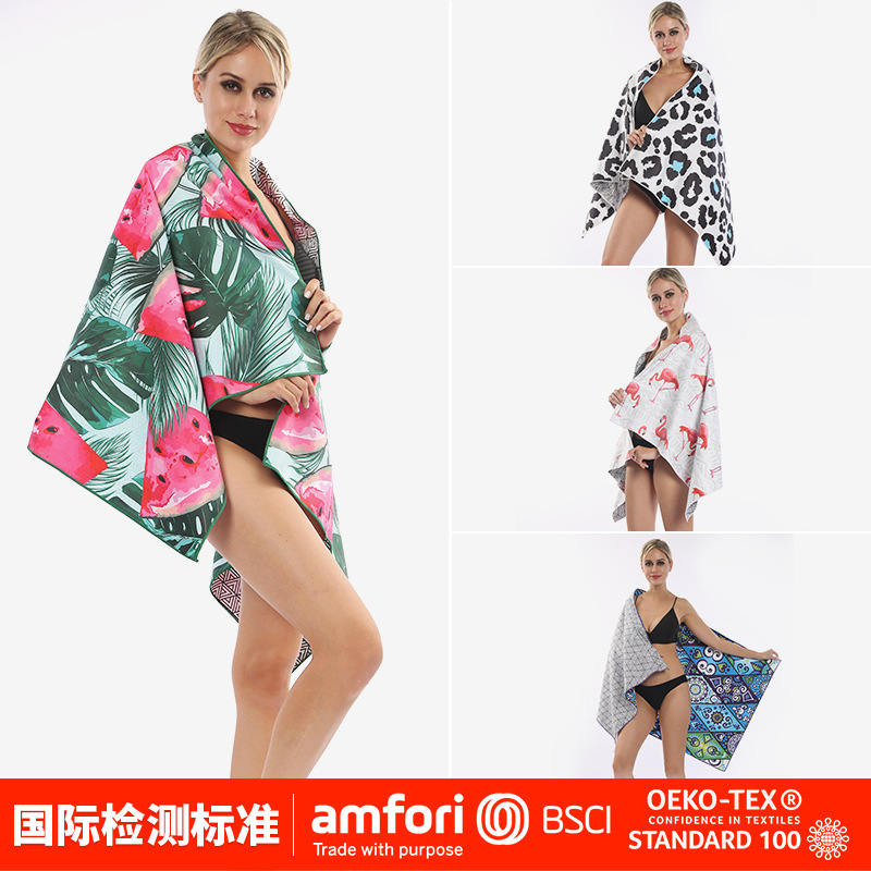 Toalla de baño de estilo europeo y americano falda de baño tendencia de frutas natación estera de playa toalla adulto de terciopelo de doble cara Toalla de playa ventas directas de fábrica