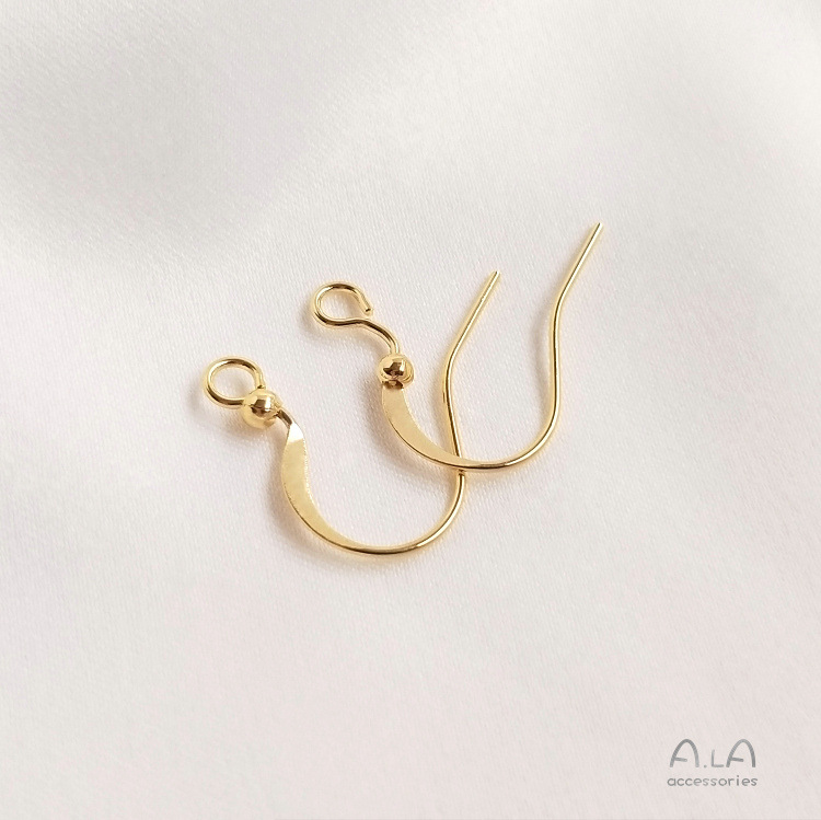 14K light golden flat ear hook 1 to 2 ones