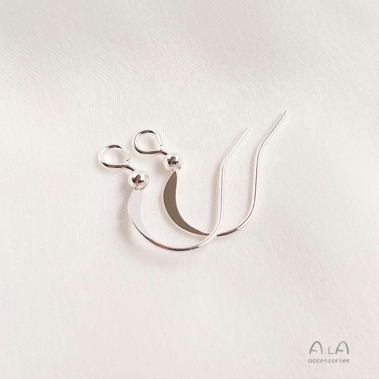 Pure silver flat ear hook 1 to 2 to 2