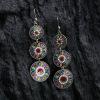 Fashionable metal earrings, retro set, accessory, European style, flowered