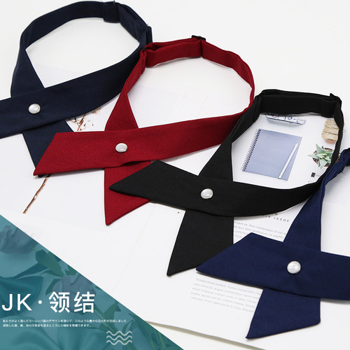 Japanese and Korean casual cross JK cross bow tie, solid color printed bow tie for men and women, professional uniform tie, tie flower
