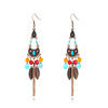 Beads, fashionable retro golden earrings, accessory with tassels, suitable for import, European style, wholesale