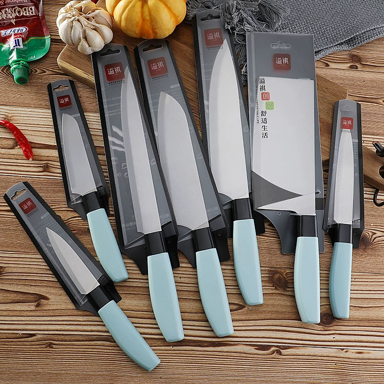 Plastic handle knife Kitchen chef stainless steel cutting knife universal sushi cooking knife, fruit knife slice