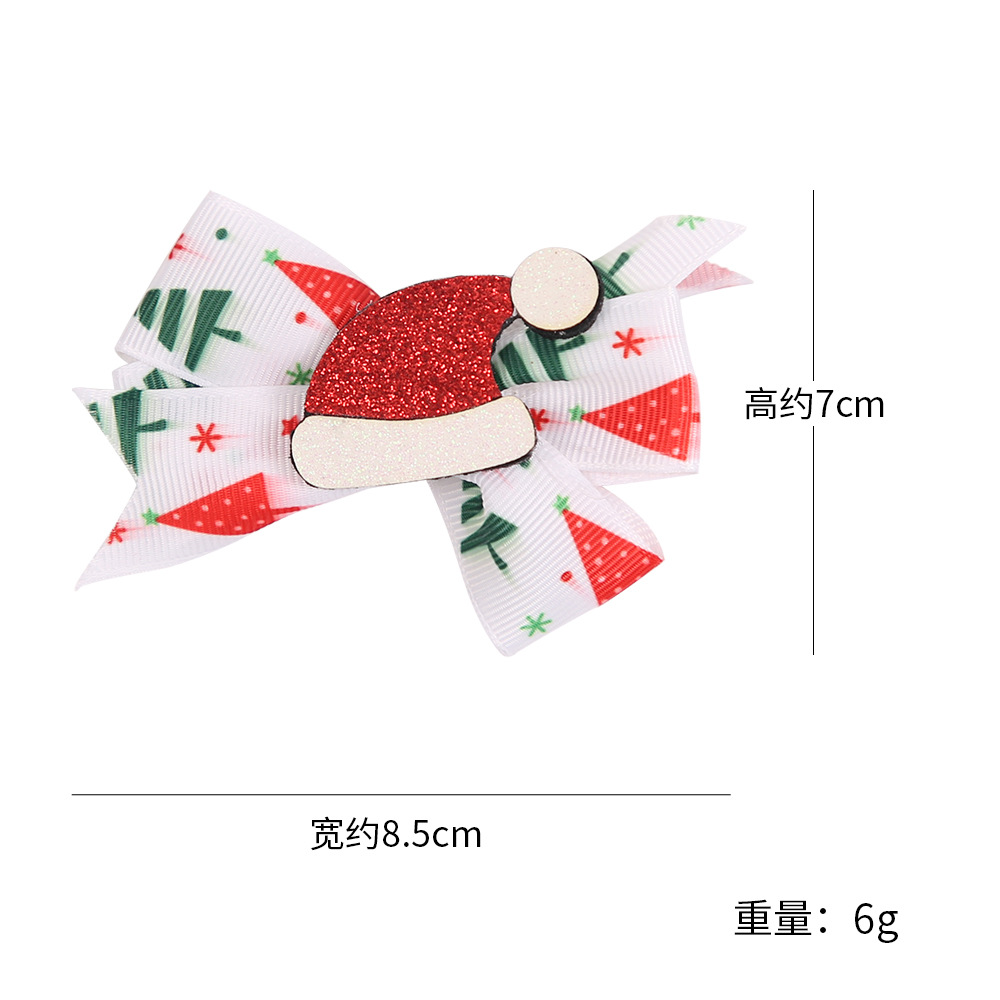 Pasador de pelo navideño con diseño de cuernos de reno, lazo, adornos navideños, dibujos animados infantiles, brillantina, gorro de Papá Noel, clip lateral image 10