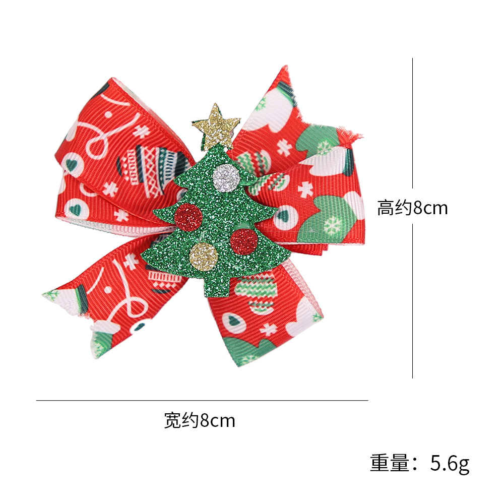 Pasador de pelo navideño con diseño de cuernos de reno, lazo, adornos navideños, dibujos animados infantiles, brillantina, gorro de Papá Noel, clip lateral image 11