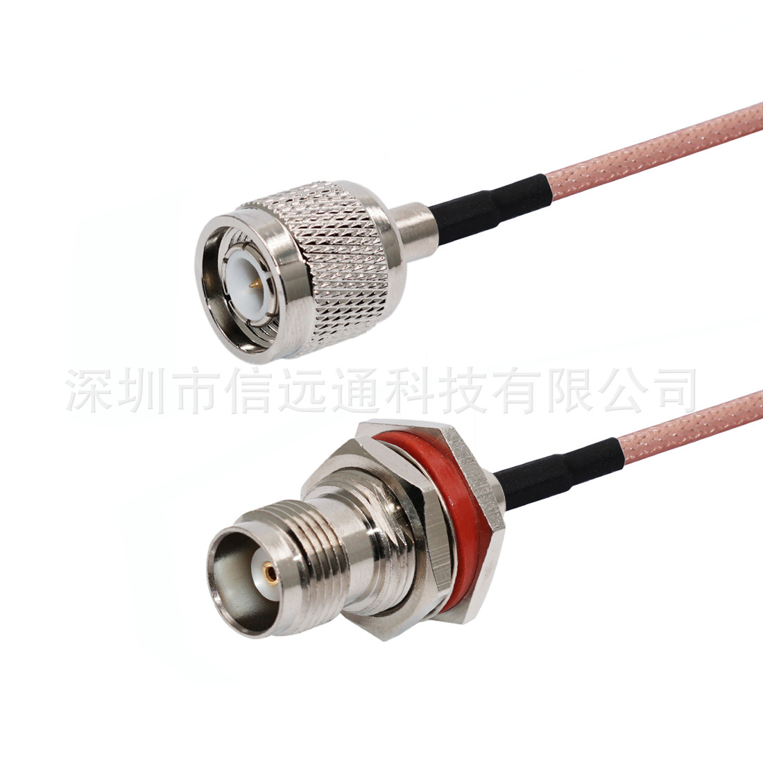 同轴射频转接线 TNC公转TNC母头带螺母垫片防水 RG316线15cm