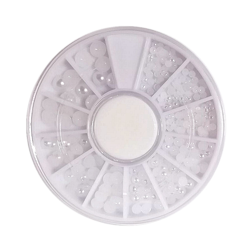 Uñas DIY joyería blanco perla placa porcelana blanco todo-fósforo semicírculo plana beige Blanco Perla 2/3mm color perla disco