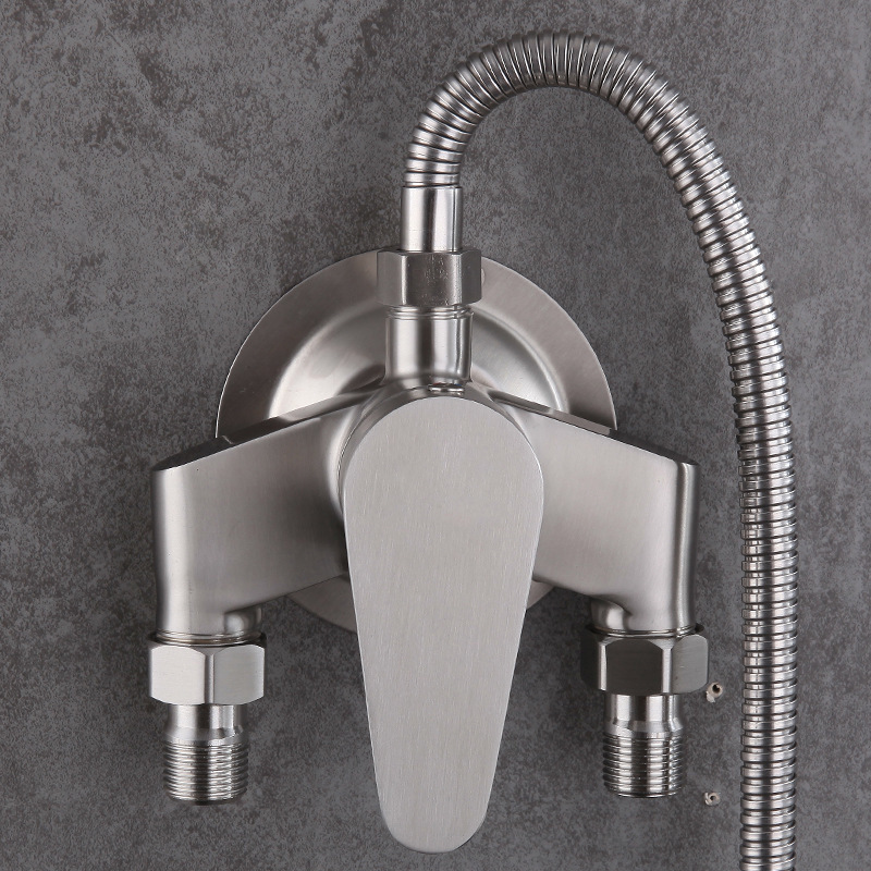 Sus304 Stainless Steel Exposed Shower Faucet Hot and Cold Mixing Valve Water Heater Switch Household Simple Shower Set Sus304 Stainless Steel Exposed Shower Faucet Hot and Cold Mixing Valve Water Heater Switch Household Simple Shower Set