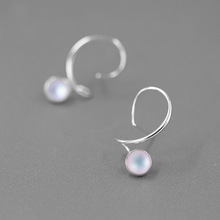 物色原创设计 一路投奔奇迹 纯银S925抽象曲线镶琉璃珠耳环女耳饰