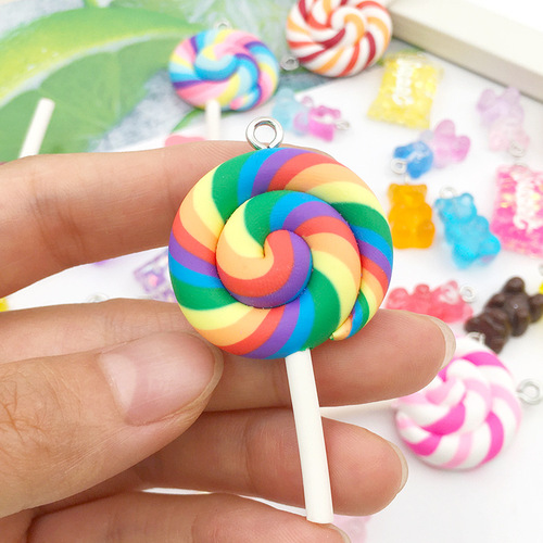 One simulation lollipop candy resin earring keychain bag accessory pendant DIY decoration accessory