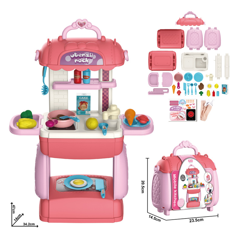 Juguetes de cocina para niños simulación de chicas maquillaje herramientas de cocina maleta de mesa de comedor conjunto de utensilios médicos