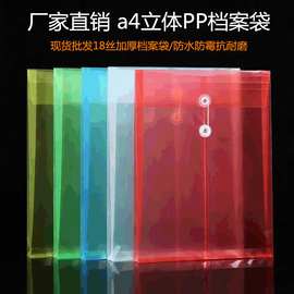 透明档案袋 厂家现货批发定制LOGO a4立体缠绳PP文件袋塑料收纳袋