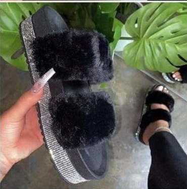 2021 nuevos zapatos de mujer de comercio exterior zapatos de mujer transfronterizos sandalias de plataforma de diamantes de imitación de felpa zapatos de mujer Zapatillas peludos zapatos de mujer