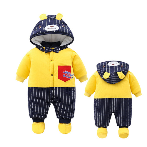 Winter clothes for newborns, padded puffy coats for babies, one-piece outfits for infants, autumn and winter thick padded warm sets, outdoor baby carrier suits