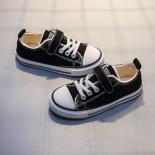 Children's Cotton Shoes, Unisex Winter  New Fleece Canvas Shoes with Magic Stick, Heated Baby Shoes