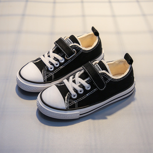 Children's Cotton Shoes, Unisex Winter  New Fleece Canvas Shoes with Magic Stick, Heated Baby Shoes