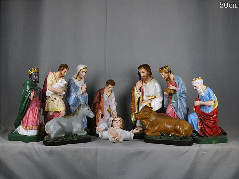 Figura de Resina de 50cm para Escena de Natividad Navideña, Estilo Sencillo, Decoración para Sala de Estar o Iglesia