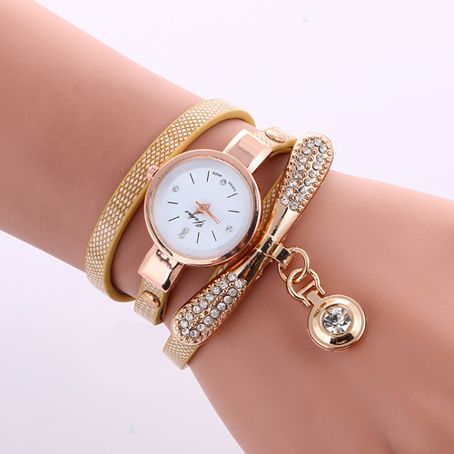 Wish AliExpress foreign trade hot selling ladies winding watch alloy diamond bow bracelet watch quartz watch