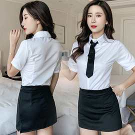 新品情趣内衣女秘书装服性感白衣黑裙水手职业弹力套装代发