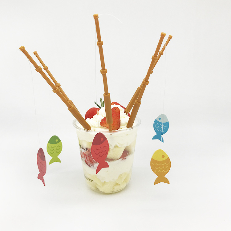 Decoración para pasteles de Amazon, recuerdos de fiesta, mini caña de pescar, adorno para pastel de cumpleaños, inserto para hornear pasteles