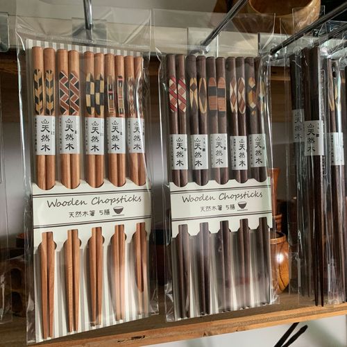 yfjy Japanese solid wood tableware set black walnut five pairs of mosaic chopsticks wooden creative household chopsticks retro wholesale