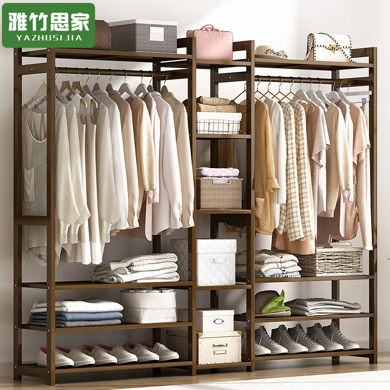 Yazhusi simple Perchero de madera maciza dormitorio piso percha ropa del Gabinete bolsa de almacenamiento en el hogar simple moderno