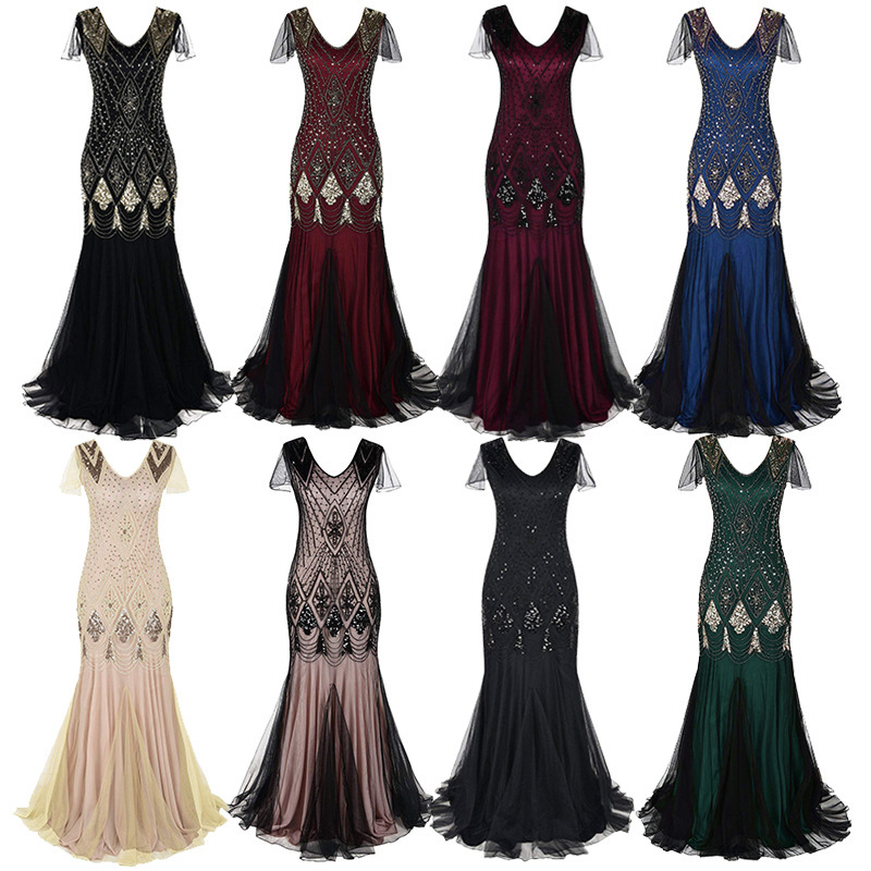 Amazon Cross-Border 1920 Sequin Dress Gatsby Retro Dress Plus Size Banquet Party Dress