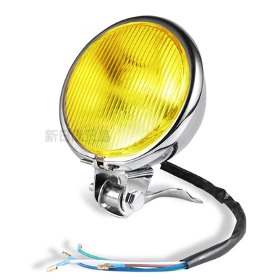 12V Universal Retro Front – Ön faralar - 50-headlight-silver-shell-yellow-glass