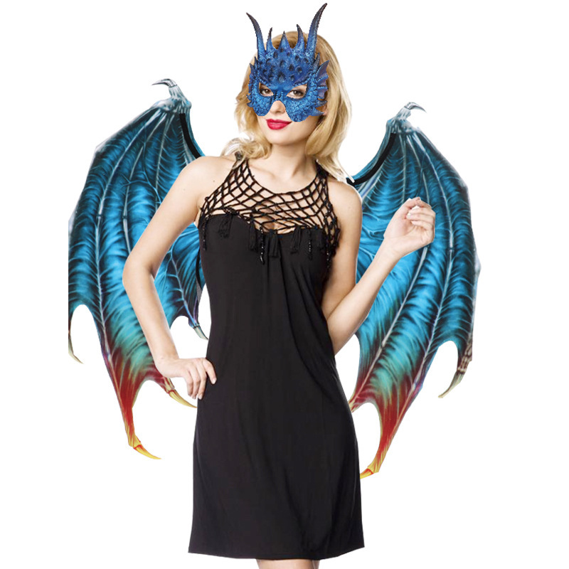 Halloween New Decoration Cross Border Mask Ball Party Costume Props Owl Mask Dragon Wings suit