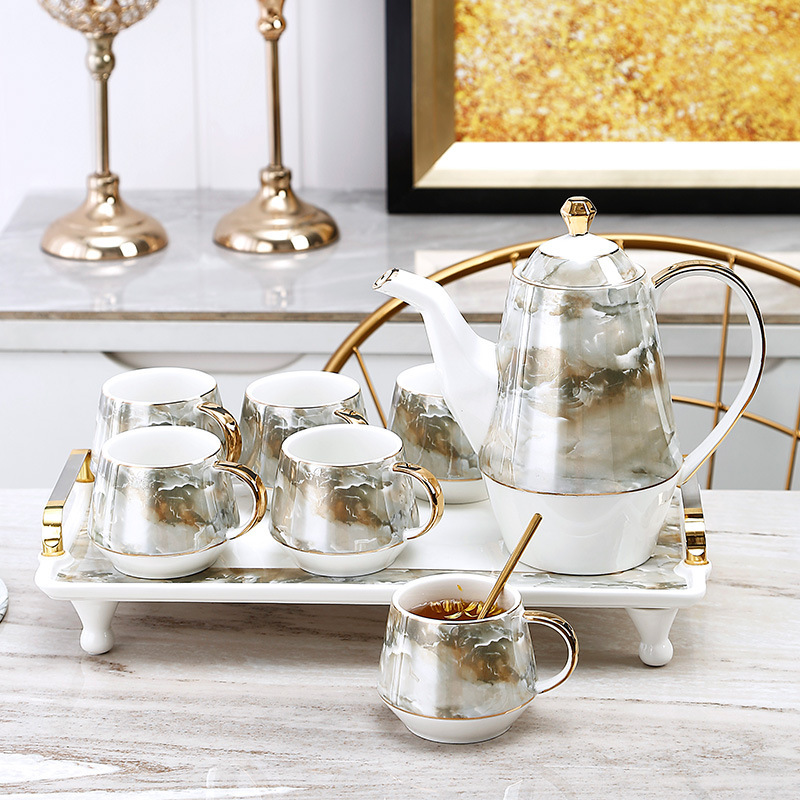 Vintage Marble Water Utensils Household Simple Creative Ceramic Water Cup Set Nordic Style Light Luxury Feng Shui Utensils Vintage Marble Water Utensils Household Simple Creative Ceramic Water Cup Set Nordic Style Light Luxury Feng Shui Utensils