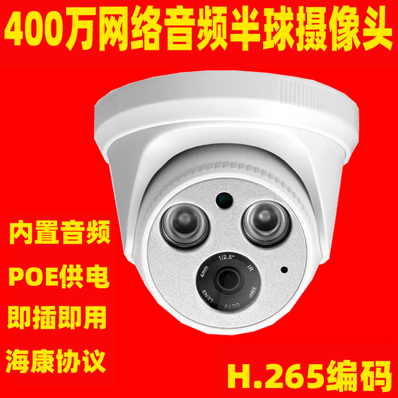Cámara de audio hemisférica HD digital interior 1080P cámara de red POE cámara de vigilancia de alimentación