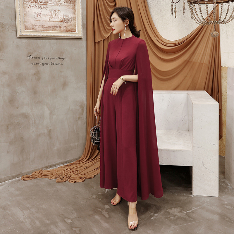 Spring and Summer New European and American Socialite Elegant Fashion Shawl High Waist Casual Wide Leg Jumpsuit Women