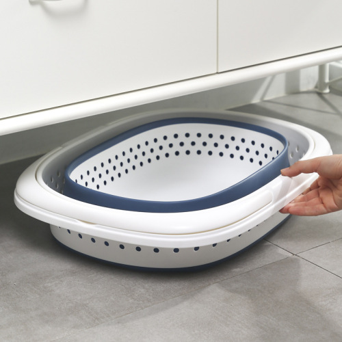 Folding dirty clothes basket Home wall-mounted clothes storage basket Bathroom dirty clothes basket Plastic laundry blue large