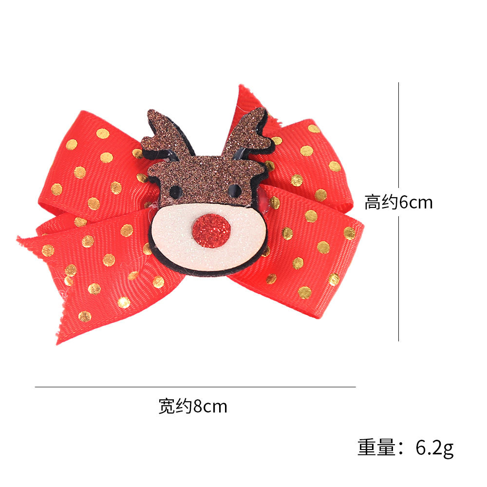 Pasador de pelo navideño con diseño de cuernos de reno, lazo, adornos navideños, dibujos animados infantiles, brillantina, gorro de Papá Noel, clip lateral image 15