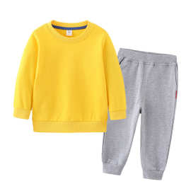 儿童卫衣套装纯棉空白运动休闲两件套春秋文化衫学生团体衣服定制