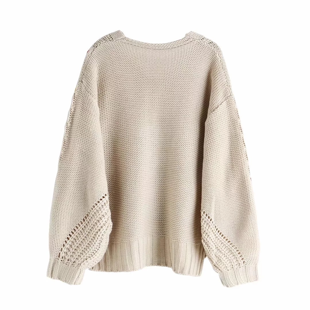 Women's Clothing spring and autumn new V neck loose lazy style tassel pullover knitted sweater female_voghion.com