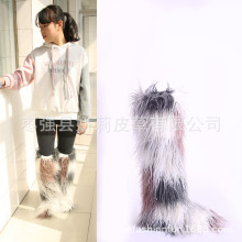 厂家直销批发女式冬季跨境高中长筒狐狸毛毛绒雪地靴皮毛一体女