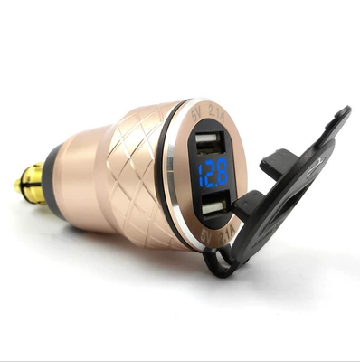 Mobil şarj cihazları, European Standard Plug Motorcycle USB - golden-shell-blue-display