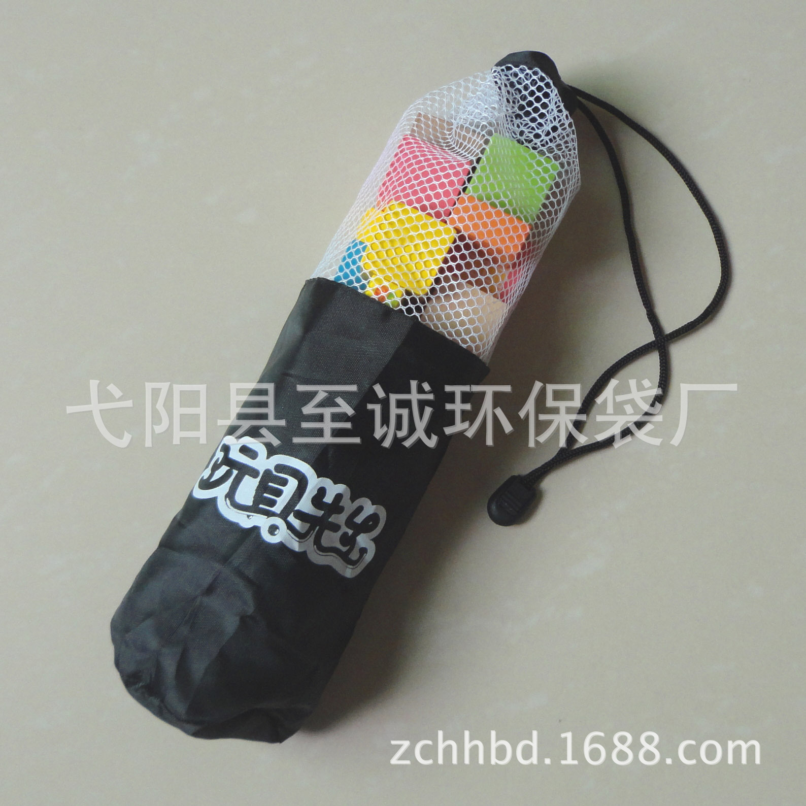 厂家直供玩具体育用品包装袋涤纶单边圆底网布袋
