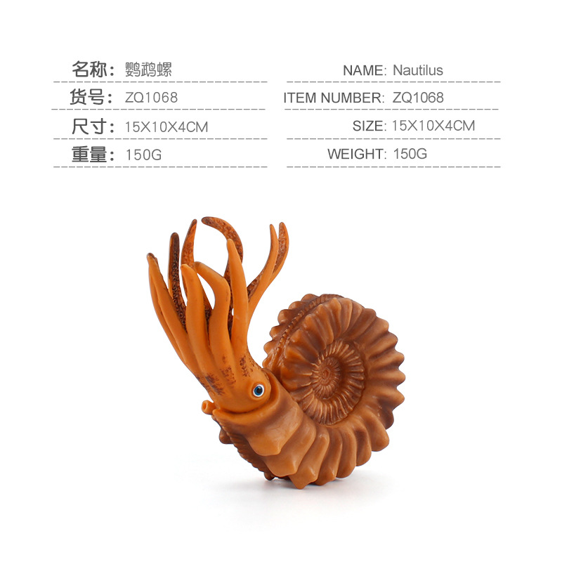 Transfronteriza nuevos niños simulación antigua vida marina modelo de juguete sólido espiral Camarón peces Dragón tortuga cognitiva adornos