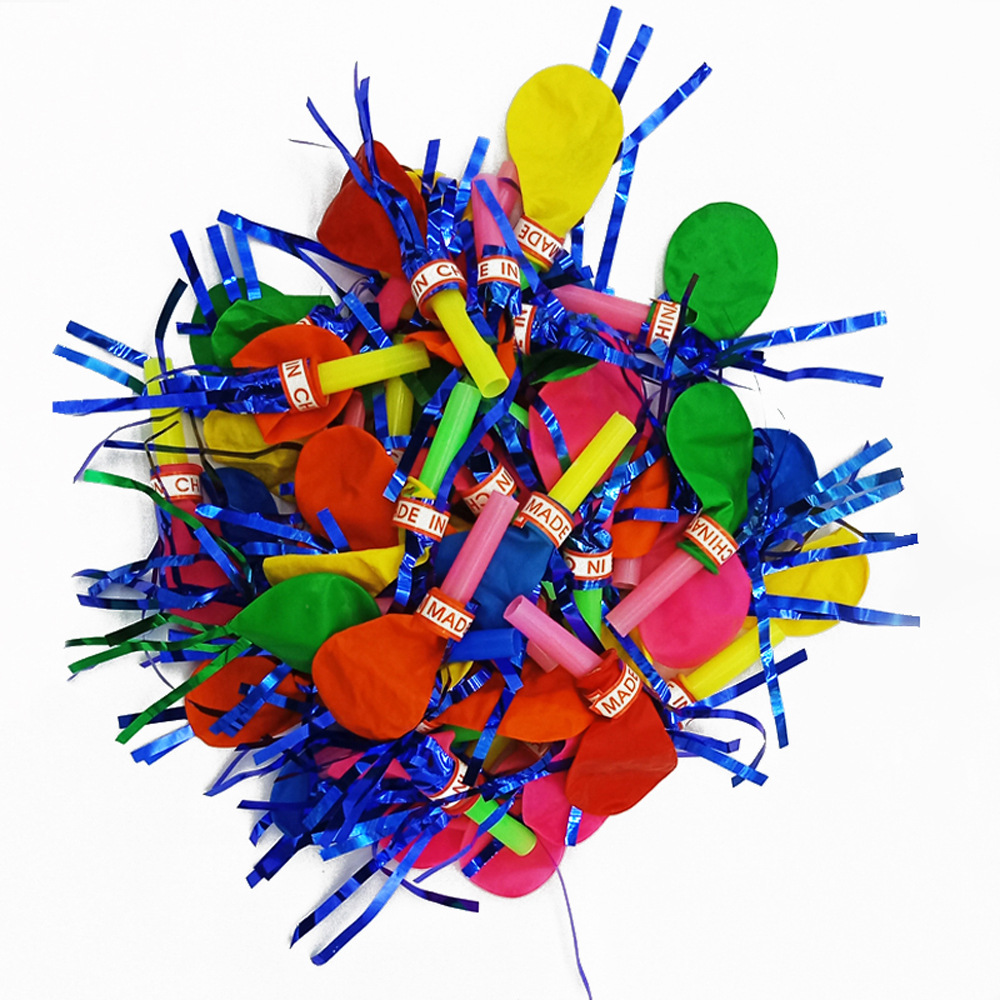 Silbato globo de cuerno fábrica al por mayor juguetes para niños coax globo redondo de látex silbato cuerno globo