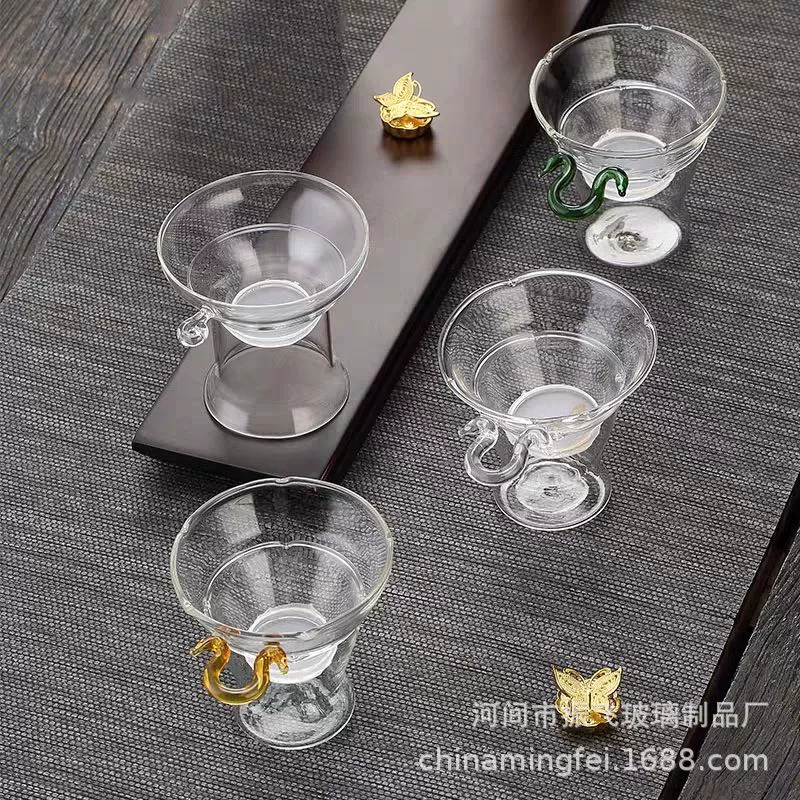 Glass tea set with accessories, funnel, filter