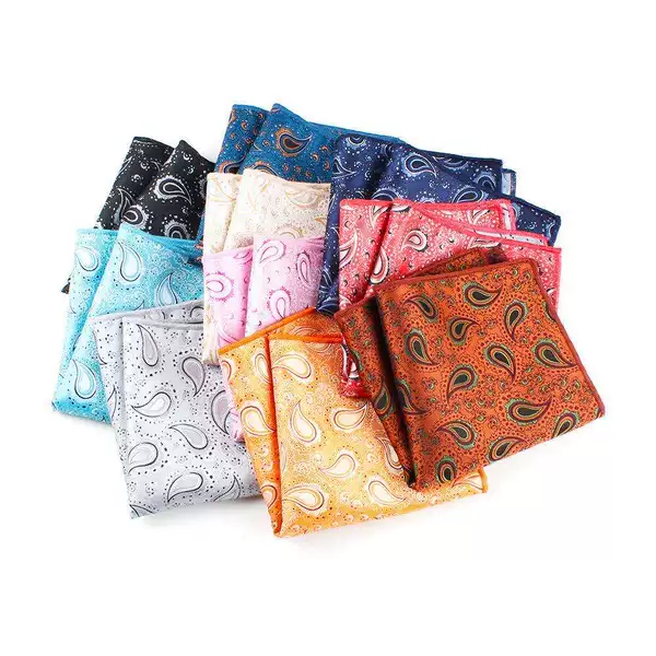 Cashew Pattern Pocket Square, Men's Shirt Handkerchief, Formal Chest Scarf, Silk Scarf, Shiny Polyester Silk, South Korean Silk Accessory