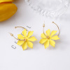 Yellow fresh universal advanced earrings, french style, flowered, high-quality style, bright catchy style