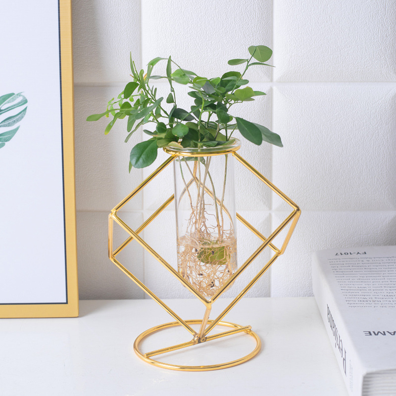 Nuevos adornos creativos de jarrones de vidrio, flores secas, hidroponía, figuras geométricas tridimensionales, decoraciones para el hogar, arreglos florales, lujo ligero.